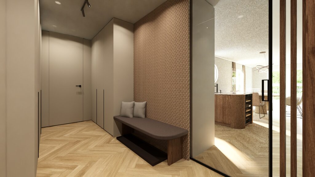 Wohnraum Vorraumgestaltung 3D Rendering Tischlerei Reiter Salzburg Altenmarkt