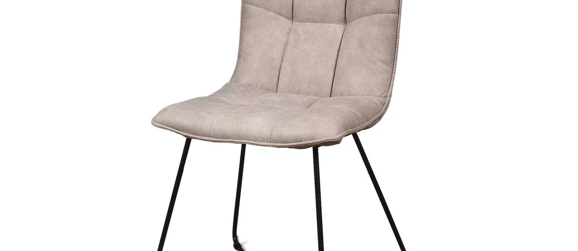 Beiger gepolsterter Stuhl mit schwarzem Metallgestell, modernes Design, Möbelstudio M-Studio Reiter Abverkauf